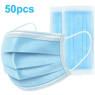 Disposable Triple Layered Mask Blue Breathable OEM Earloop  Face Mask